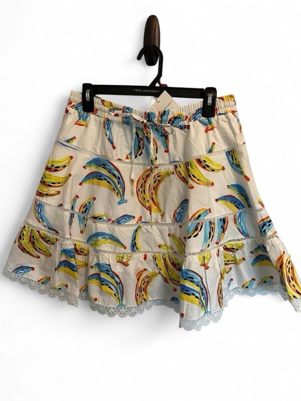 Free Assembly Cream Banana-Print Mini Skirt